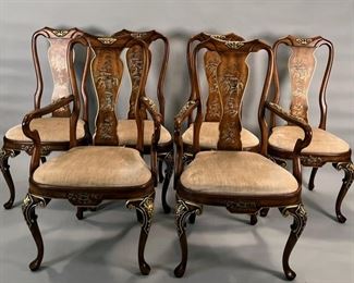 Set Of 8 Chinoiserie Style Dining Chairs By Union National Fine Furniture , 20th Century