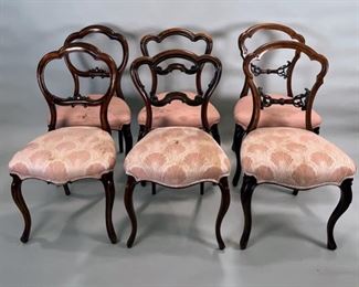 Matched Set Of 6 Victorian Balloon Back Dining Chairs (Comprised Of 3 Pairs)