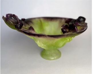 Daum Pate De Verre Iris Footed Bowl