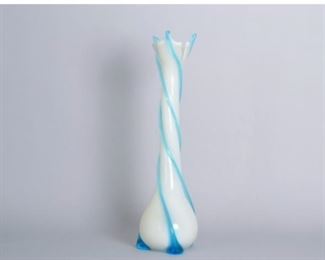 Mid Century Empoli Tall Art Glass Vase, Possibly Cristalleria Fratelli