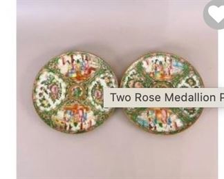 Two Rose Medallion Plates (Unmatched)