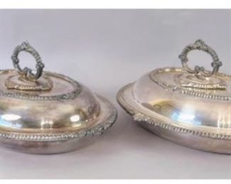 Two Silver Plated Covered Vegetable Dishes 