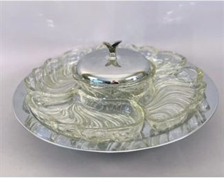 Vintage Kromex Lazy Susan Rotating Party Platter, 1950-1960