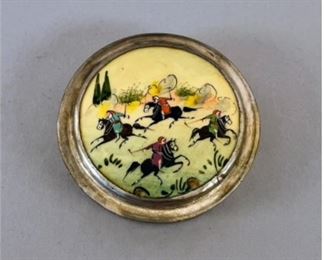 Small Metal Compact Box With Mirror In Lid