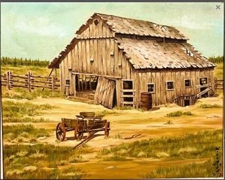 William Gustav Picknick (1894-1992), Barn, Oil On Board