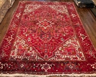 Persian Heriz Wool Rug With Red Ground