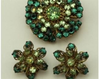 Vintage Miriam Haskell Fashion Brooch and Earrings