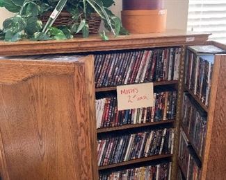 Movie collection, oak cabinet
