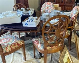 Chairs and china. Beautiful round table