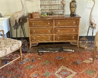 Beautiful rug, cranes, chest
