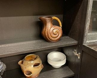 Pottery and cabinet