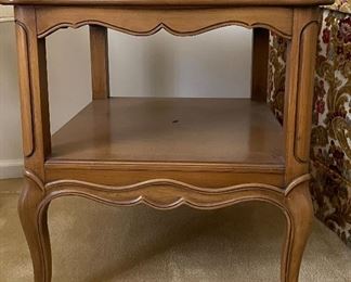 Pair of Vintage Drexel Side Tables with Shelf. Each Measures 22" W x 26" D x 24" H. 