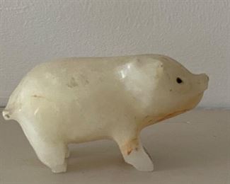 Carved Jade Pig Figurine. 