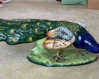 Vintage Italian Hand-Painted Ceramic Peacock. Small Chip on Beak & Neck. Photo 1 of 4. 