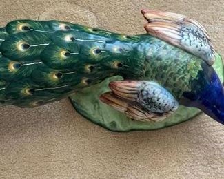Vintage Italian Hand-Painted Ceramic Peacock. Small Chip on Beak & Neck. Photo 2 of 4.