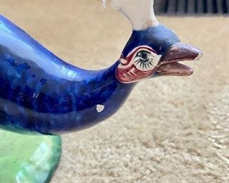 Vintage Italian Hand-Painted Ceramic Peacock. Small Chip on Beak & Neck. Photo 3 of 4. 