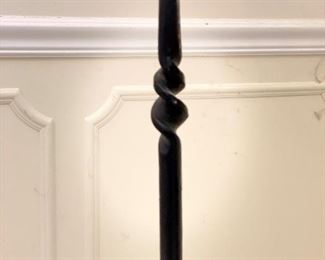 Pair of Early 20th Century Standing Wrought Iron Candelabras. Each Measures 68" H x 20".  Photo 3 of 4. 
