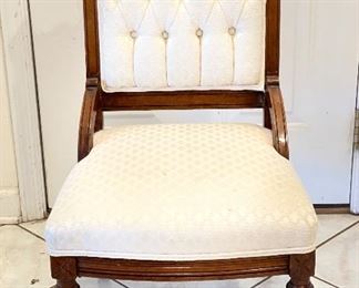 Antique Victorian Eastlake Upholstered Parlor Chair - 2 Available. Each Measures 18" W x 17" D x 34" H. Photo 1 of 3.