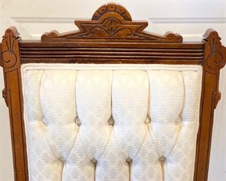 Antique Victorian Eastlake Upholstered Parlor Chair. Each Measures 18" W x 17" D x 34" H. Photo 2 of 3.