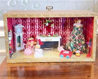 Vintage Limited Edition "A Christmas Room" by Henry F. Troger Christmas Shadow Box. Measures 8.5" W x 5" H. Photo 1 of 2.
