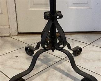 Pair of Early 20th Century Standing Wrought Iron Candelabras. Each Measures 68" H x 20".  Photo 3 of 3. 