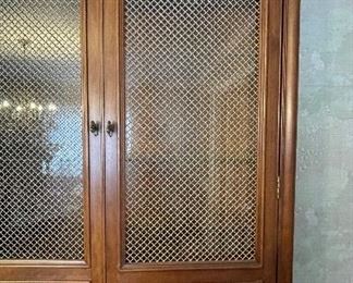 Vintage Henredon 2-Piece Display Cabinet on Stand. Use As Is Or Remove Stand and Use As Two Individual Cabinets. Great As Is or Ask Us About Custom Painting! Measures 70" W x 19" D x 82" H As Is. Or Breaks Down Into Two 35" W x 19" D x 82" High Cabinets. Photo 4 of 5.