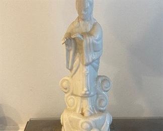 Antique Blanc De Chin Figural Table Lamp on Brass Base. Photo 1 of 3.