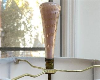 Vintage Pink Murano Glass Table Lamp with Brass Base. Photo 3 of 3. 