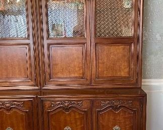 Vintage Henredon 2-Piece Display Cabinet on Stand. Use As Is Or Remove Stand and Use As Two Individual Cabinets. Great As Is or Ask Us About Custom Painting! Measures 70" W x 19" D x 82" H As Is. Or Breaks Down Into Two 35" W x 19" D x 82" High Cabinets. Photo 2 of 5. 