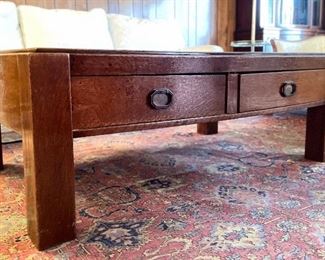 Mid-Century Modern Two-Drawer Cocktail Table With Brass Pulls. Photo 1 of 4. 