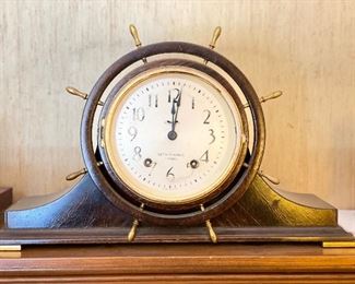 Vintage Seth Thomas Ships Wheel Brass Clock & Stand. Photo 1 of 2. 