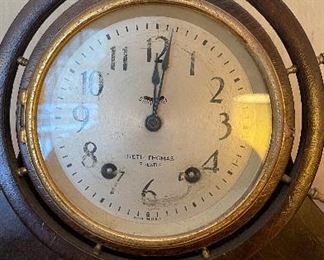 Vintage Seth Thomas Ships Wheel Brass Clock & Stand. Photo 2 of 2. 