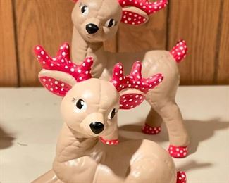 Ceramic Decorative Reindeer Figurines. 