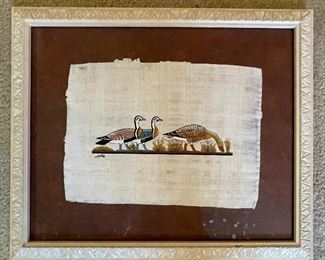 Duck Painting on Fabric Signed By Artist. Measures 17" x 14."