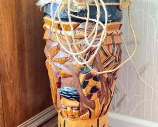 Hand-Carved Drum. 