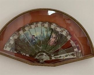 Framed Antique Mother-of-Pearl Fan In Matching Shadow Box - 2 Available. Each Measures 13" x 1.75" D x 7" H. Photo 2 of 2. 