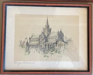 Glasgow Cathedral Pencil Sketch Framed Print. Measures 6" x 9". Photo 1 of 2. 