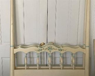 Hand-Painted Twin Headboard with Optional Canopy Valance - 2 Available. Posts Measures 74" H". 