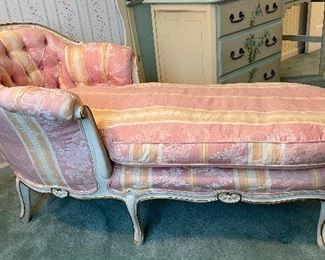 Queen-Anne Style Tufted Back Chaise. Measures 28" W x 60" L. Photo 2 of 4. 