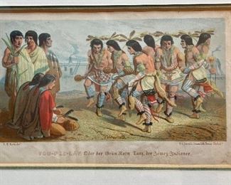 Antique Hand-Colored "You-Pel-Lay" (Green Corn Dance of The Jemez Indians) Lithograph. Photo 2 of 2.