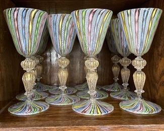 Set of 12 Vintage Murano Water Glasses. 