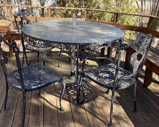 Wrought Iron Outdoor Patio Set with 4 Chairs. Photo 1 of 2. 