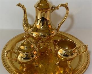 GEP on Brass USA Teapot Set