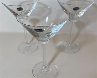 Czech Republic Bohemia Crystal Martini Glass Trio