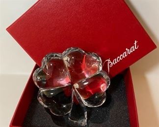 Baccarat Shamrock Four Leaf Clover Paperweight