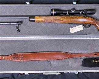 ***FIREARMS ONLY ONSITE DURING SALE HOURS *** "Nosler Custom NCR07-223 280 ACK IMP
NCR - NOSLER CUSTOM RIFLE (CUSTOM LIMITED EDITION SERIES)
.280 Ackley Improved (Series 2), NoslerCustom barreled action, 24 in. match grade stainless steel barrel,
one-piece steel hinged floorplate, no sights, fancy checkered American black walnut stock with forend
and pistol grip caps, Pachmayr Decelerator recoil pad, subtle palm swell and shadow line cheekpiece, 3-
position Rocker safety, integral Leupold QD scope mounts, shipped in Kalispel Aluminum (disc.) hard
case with leather sling, Cerakote and Micro Slick finishes, 9 lbs. Only 500 of each series mfg. (ser. no.
range 001-500). Limited mfg. 2005-2016.
The Series 2 rifles comes with a Leupold VXIII 2.5-8x36, VXIII 3.5-10x40, or VXIII 4.5-14x40 scope,
calibrated for the Nosler ammunition sold with the rifle." - Description prepared by Gerard Kardonsky
Attorney
FFL
Owner Black-Tie Guns