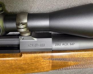 ***FIREARMS ONLY ONSITE DURING SALE HOURS *** "Nosler Custom NCR07-223 280 ACK IMP
NCR - NOSLER CUSTOM RIFLE (CUSTOM LIMITED EDITION SERIES)
.280 Ackley Improved (Series 2), NoslerCustom barreled action, 24 in. match grade stainless steel barrel,
one-piece steel hinged floorplate, no sights, fancy checkered American black walnut stock with forend
and pistol grip caps, Pachmayr Decelerator recoil pad, subtle palm swell and shadow line cheekpiece, 3-
position Rocker safety, integral Leupold QD scope mounts, shipped in Kalispel Aluminum (disc.) hard
case with leather sling, Cerakote and Micro Slick finishes, 9 lbs. Only 500 of each series mfg. (ser. no.
range 001-500). Limited mfg. 2005-2016.
The Series 2 rifles comes with a Leupold VXIII 2.5-8x36, VXIII 3.5-10x40, or VXIII 4.5-14x40 scope,
calibrated for the Nosler ammunition sold with the rifle." - Description prepared by Gerard Kardonsky
Attorney
FFL
Owner Black-Tie Guns