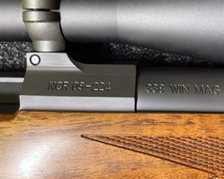 ***FIREARM ONLY ONSITE DURING SALE HOURS *** "Nosler Custom NCR09-224 338 Win Mag
NCR - NOSLER CUSTOM RIFLE (CUSTOM LIMITED EDITION SERIES)
.338 Win. Mag. (Series 3) cal., NoslerCustom barreled action, 24 in. match grade stainless steel barrel,
one-piece steel hinged floorplate, no sights, fancy checkered American black walnut stock with forend
and pistol grip caps, Pachmayr Decelerator recoil pad, subtle palm swell and shadow line cheekpiece, 3-
position Rocker safety, integral Leupold QD scope mounts, shipped in Pelican hard case with leather
sling, Cerakote and Micro Slick finishes, 9 lbs. Only 500 of each series mfg. (ser. no. range 001-500).
Limited mfg. 2005-2016.
The Series 3 rifle comes with Leupold VXIII 2.5-8x36mm, VXIII 3.5-10x40, or VXIII 4.5-14x40 scope,
calibrated for the Nosler ammunition sold with the rifle." Description prepared by Gerard Kardonsky, Attorney, FFL, Owner Black-Tie Guns