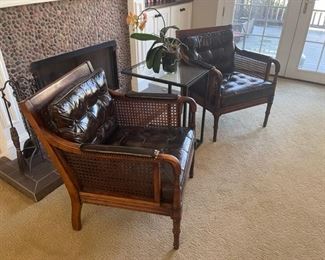 Tuft leather arm chairs 