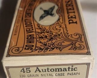 Peters 45 Automatic 230 Grain Metal Case - Box of 21 Cartridges - P45AP4 - Collectible Vintage Box